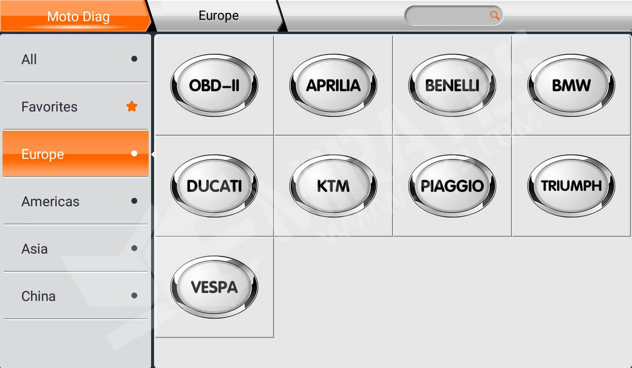 Pagina principale OBDStar MS80 Marchio supportato Europa