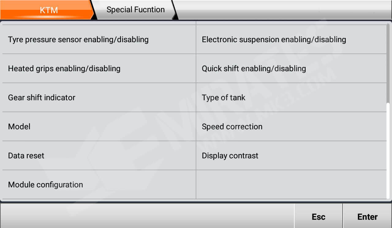 Funzione speciale OBDStar MS80 KTM