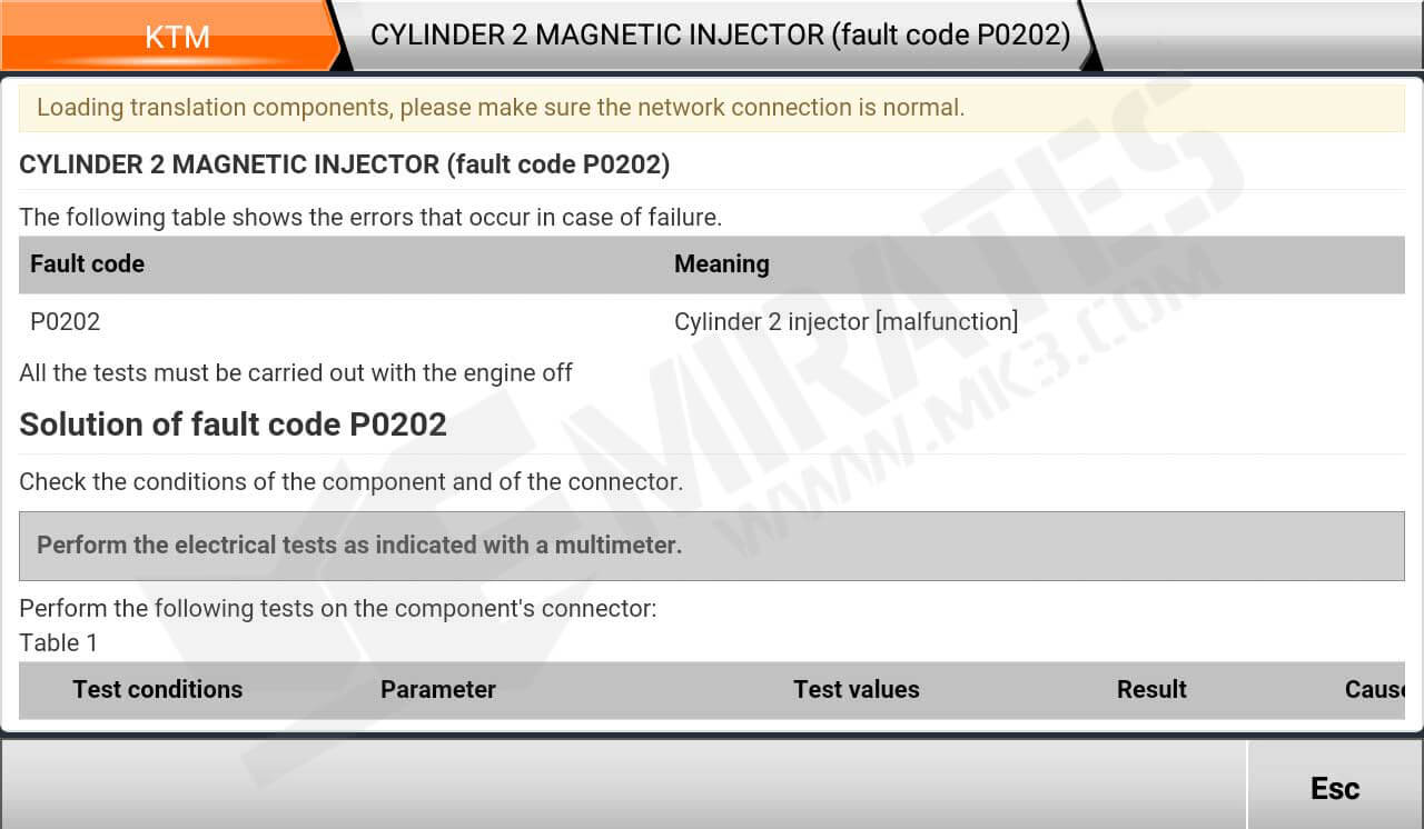 Guida ai guasti del cilindro 2 OBDStar MS80 KTM