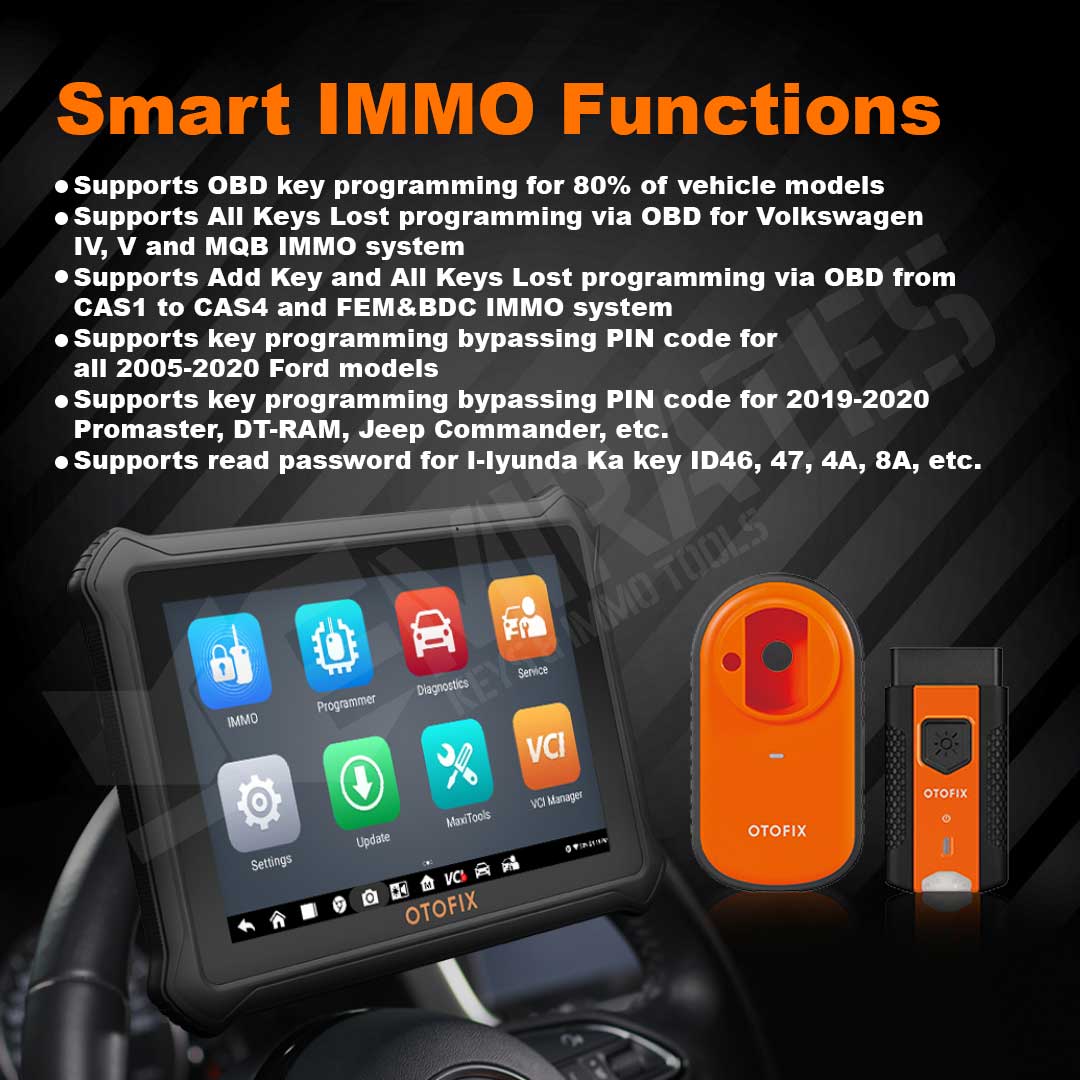 Keys Lost programming via CAS1 to CAS4 and FEM&BDC IMMO system read password Supports OBD key programming for 80% of vehicle models and All Keys Lost programming via OBD