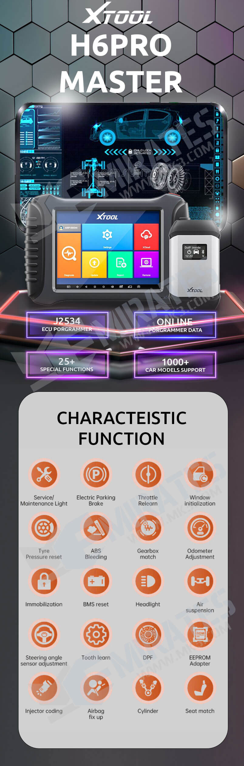 It supports SAEJ2534-1 and SAEJ2534-2 two international programming protocols and many ECU programming. With powerful functions, stable features, professional data, it is a professional ECU programming equipment for all cars maintenance shops. H6 Pro Master is the latest diagnosis platform made for technicians