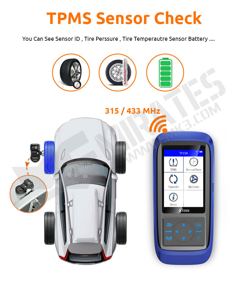 ID do sensor, perssure pneu, bateria do sensor de temperatura do pneu XTool TPMS Sensor Check