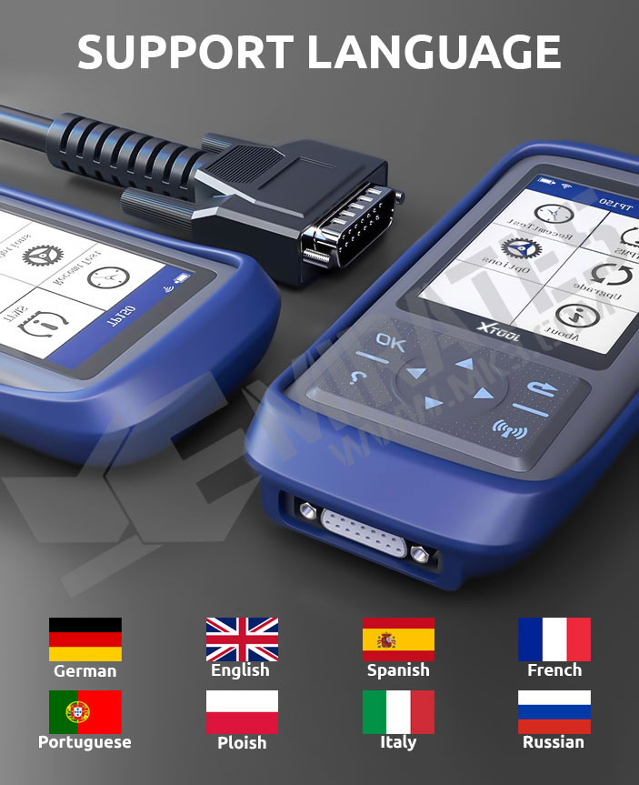 Inglês, alemão, francês, italiano, espanhol, português, polonês, russo XTool TP150 Support languages