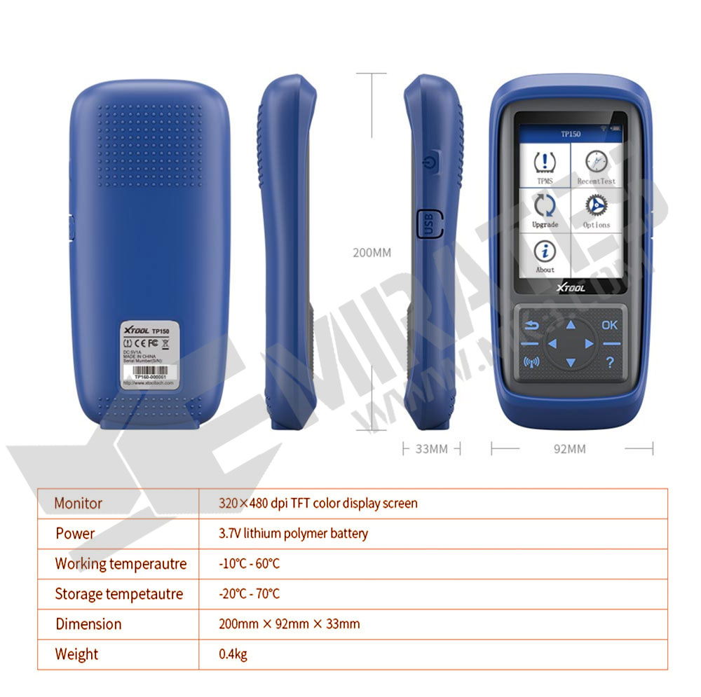 Sistema de monitoramento da pressão dos pneus XTOOL TP150 Scanner de diagnóstico OBD2 TPMS Funciona com sensor 315 e 433 MHZ