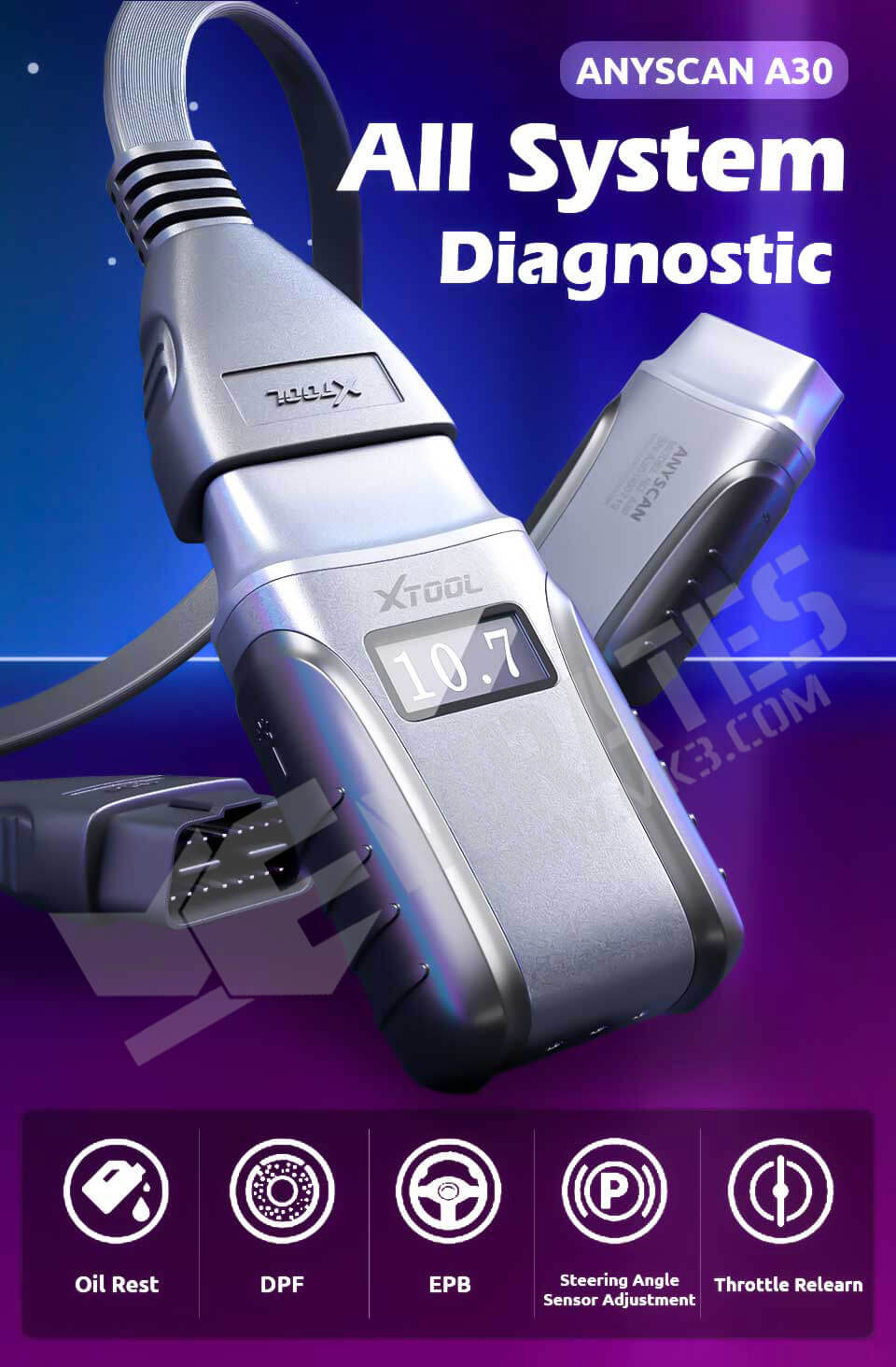 Поддон для масла DPF EPB Регулировка датчика угла поворота руля Повторное обучение дроссельной заслонки Xtool Anyscan A30 Full System Car Diagnostic Tools