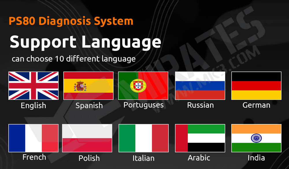 XTool PS80 Teşhis 10 Farklı Dil