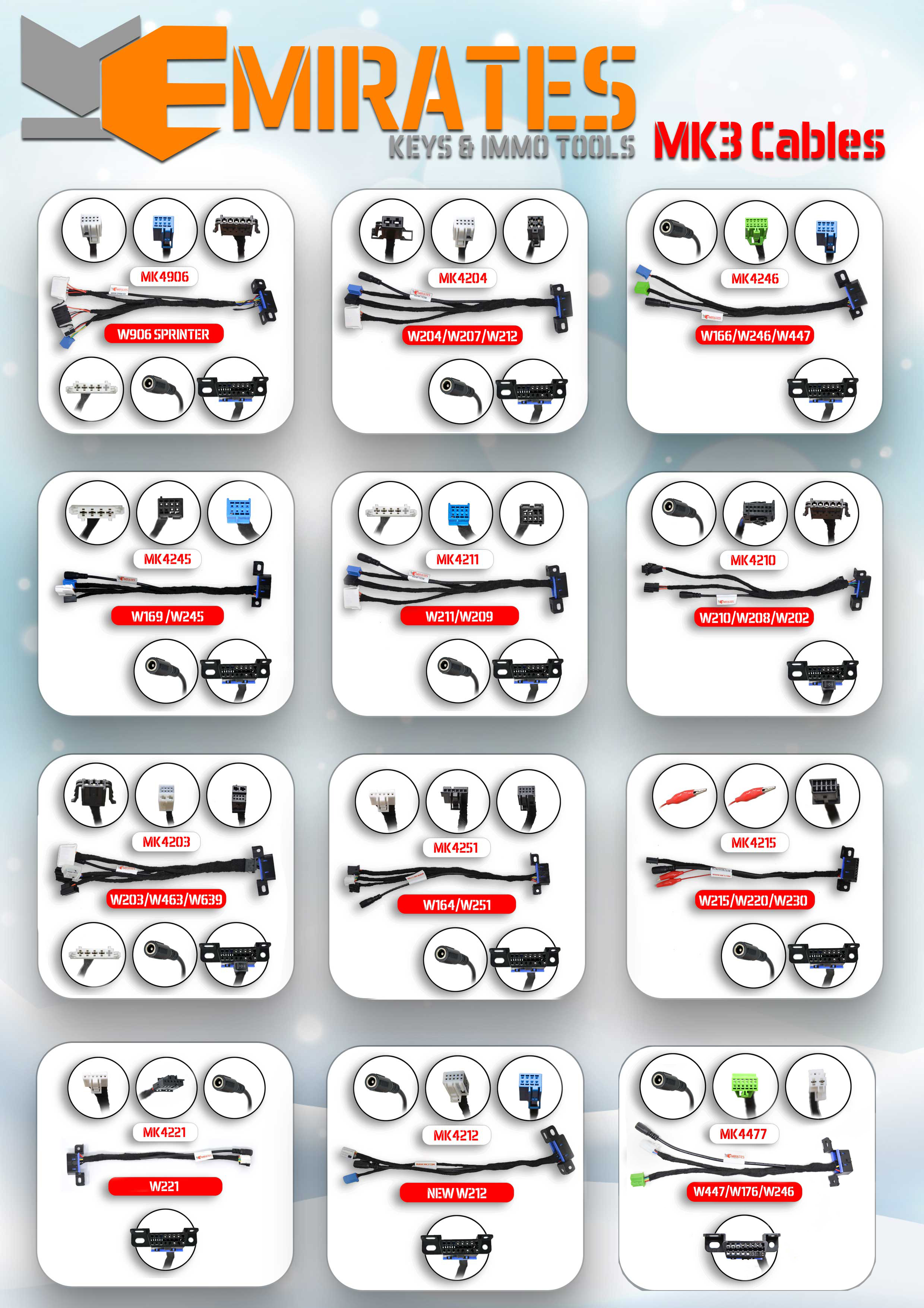 Nuevo juego de cables de prueba Mercedes EIS ESL que lee contraseñas y funciona con Abrites, VVDI MB Tool, CGDI MB y Autel | Emirates Keys Cables