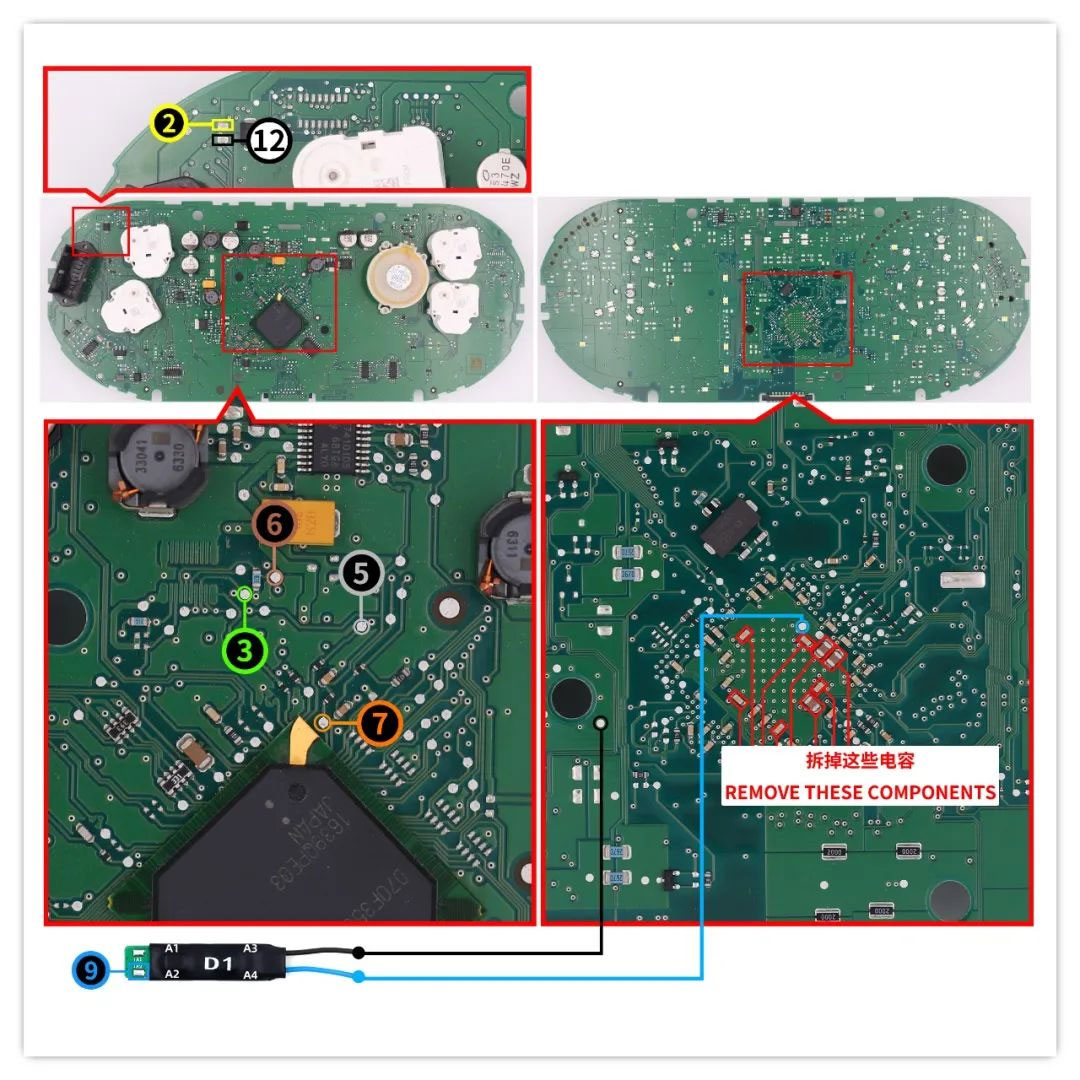 CG100X and D1 Adapter Pinouts to VAG MQB Cluster