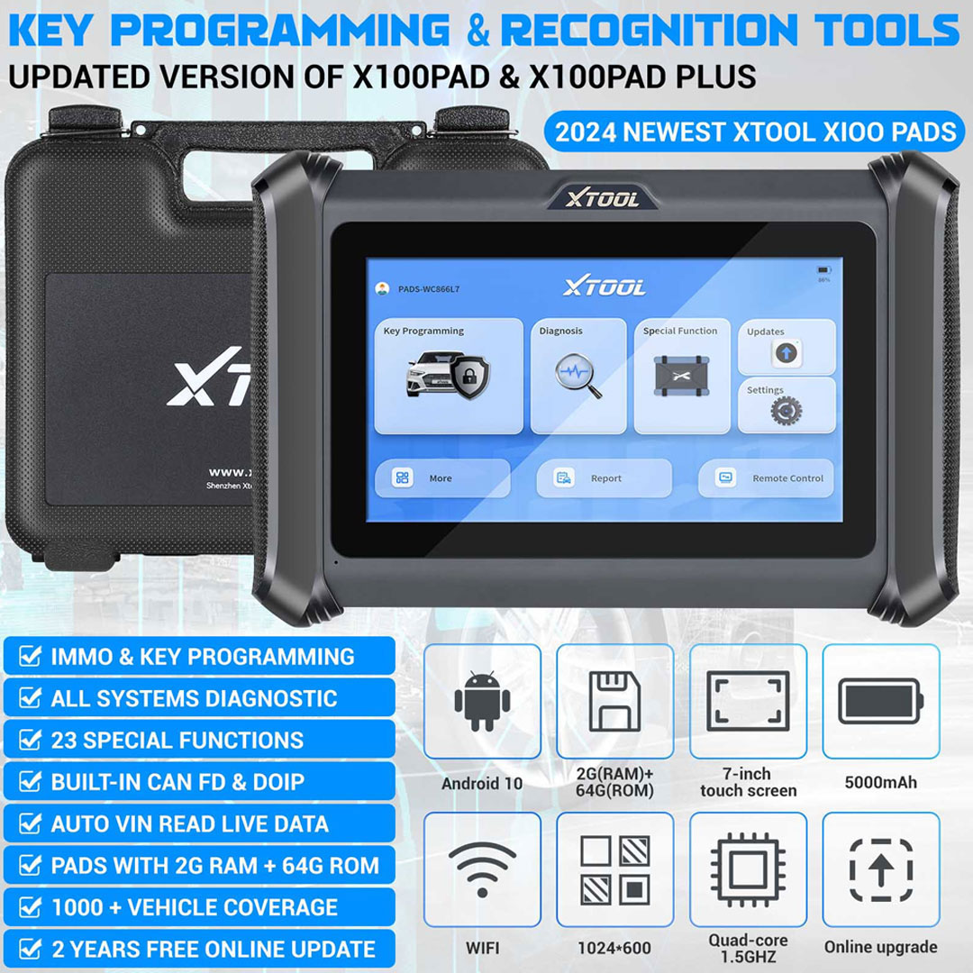 2024 Novo XTOOL X100 PADS Programador de Chaves com CAN FD DOIP Integrado Suporta 23 Funções de Serviço Substitui X100 PAD Atualização de 2 Anos | Chaves Emirates