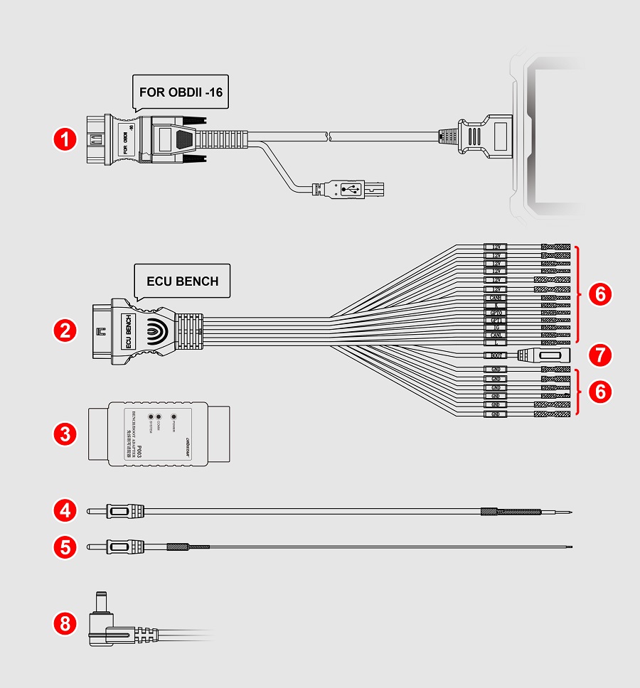 طريقة توصيل محول P003 وكابلات ECU BENCH