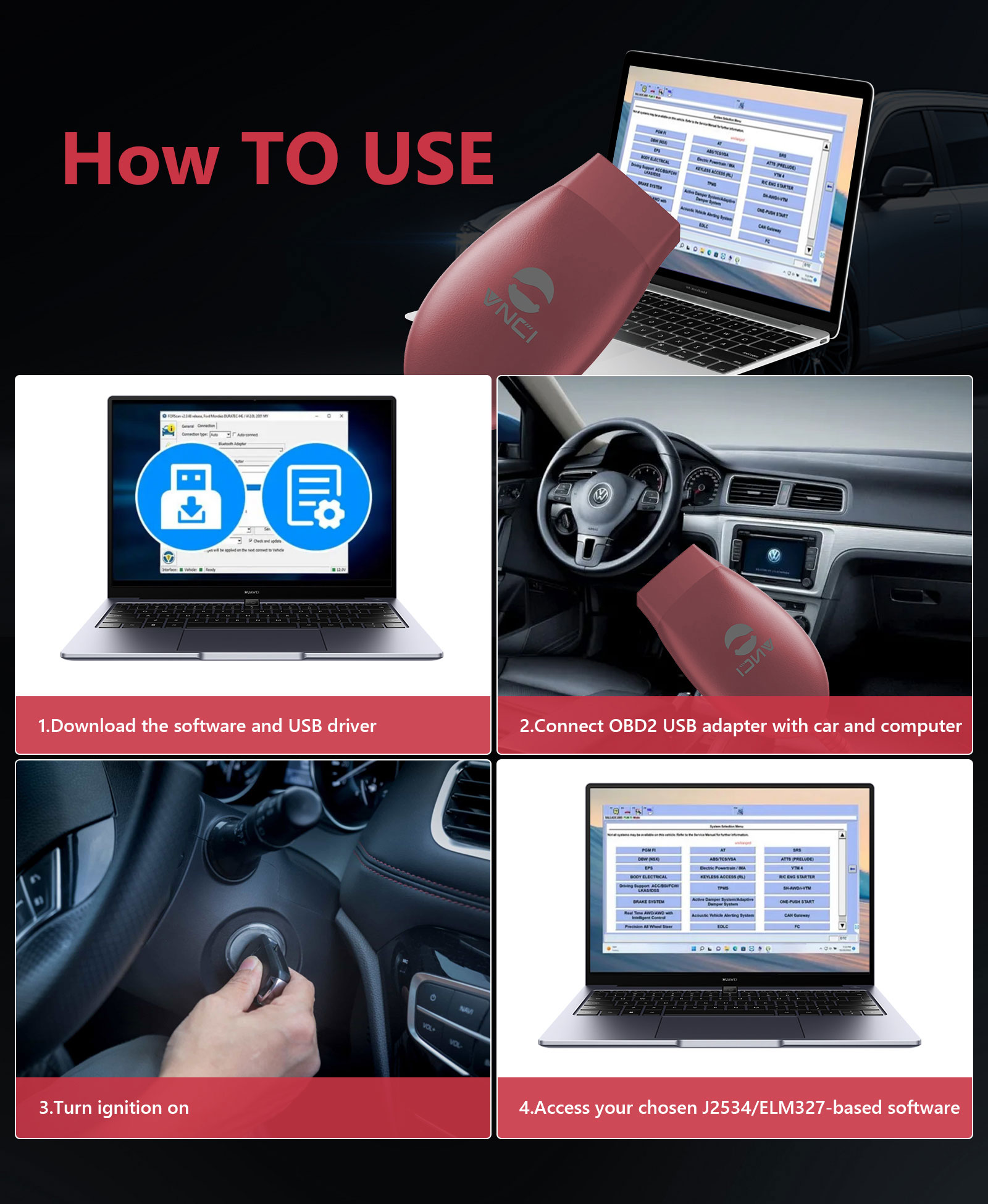 Nueva herramienta de diagnóstico VNCI J2534 Nano compatible con la mayoría del software J2534 y el software ELM327, cambio de modo automático | Emirates Keys