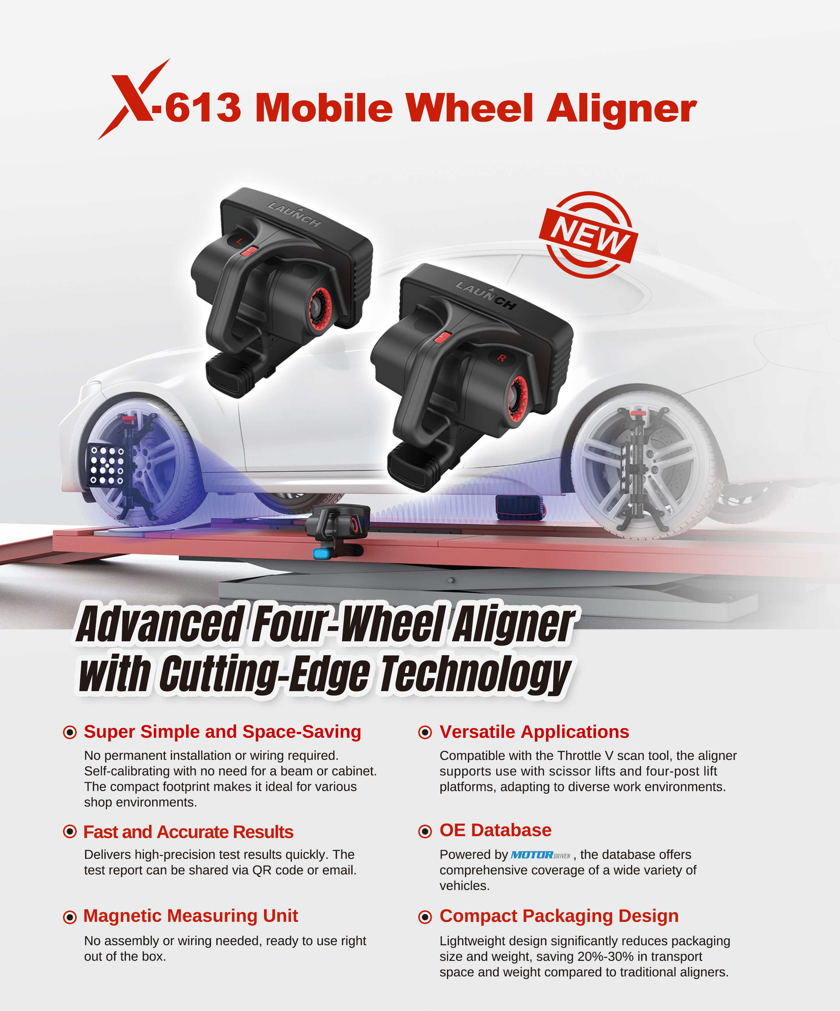 Launch X-613 Portable 3D Wheel Aligner