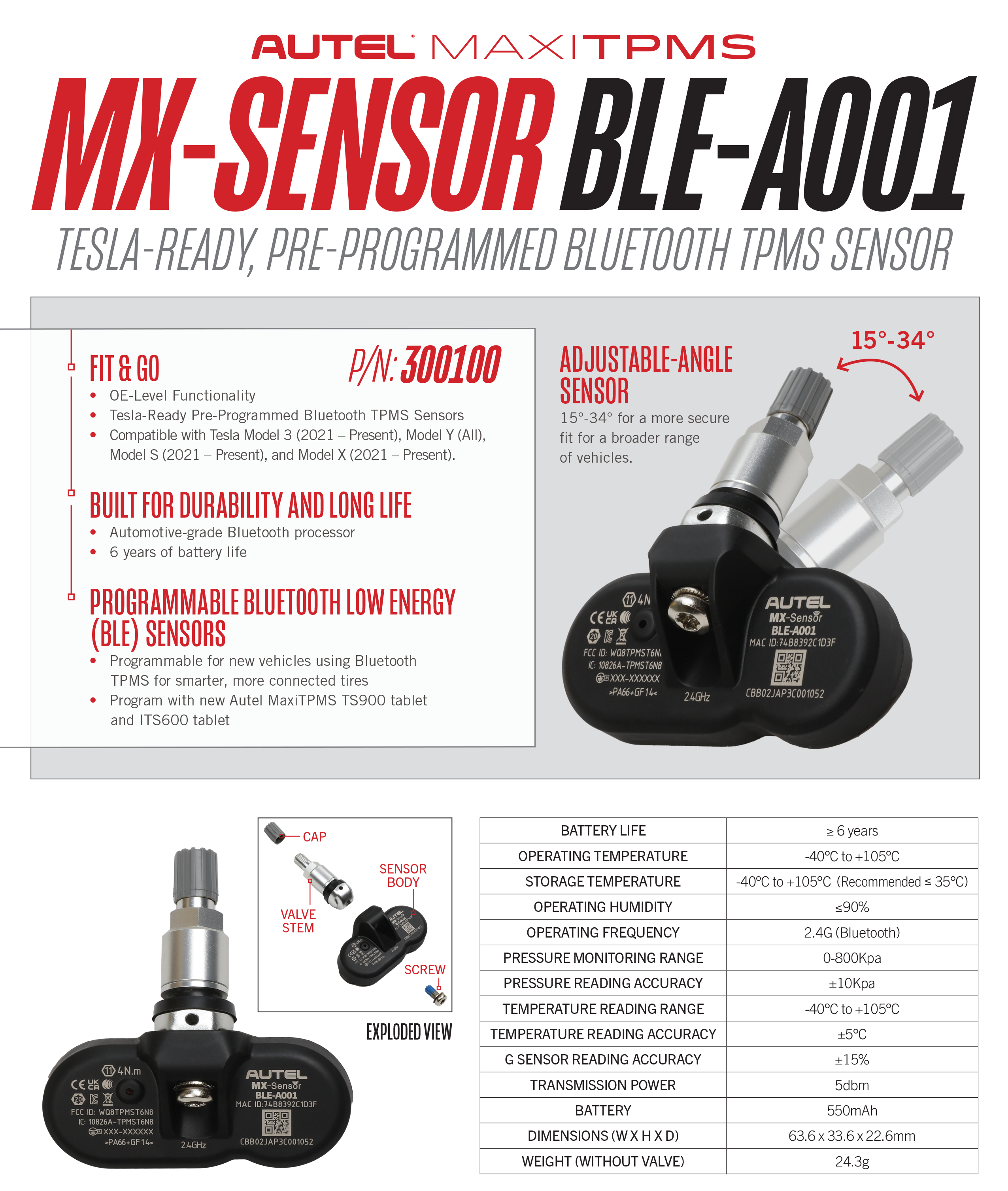 New Autel MX-Sensor BLE-A001 Pre-programmed, Tesla-ready, and Programmable for BLE-equipped vehicles | Emirates Keys