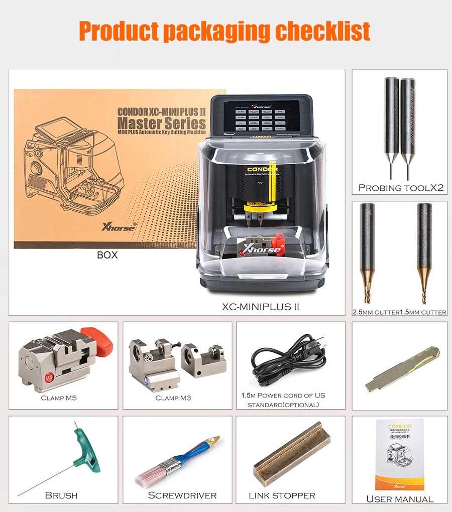 New Xhorse Condor XC-MINI Plus II Key Cutting Machine Support Car/Motorbike/House Keys with M3 and M5 Clamps | Emirates Keys