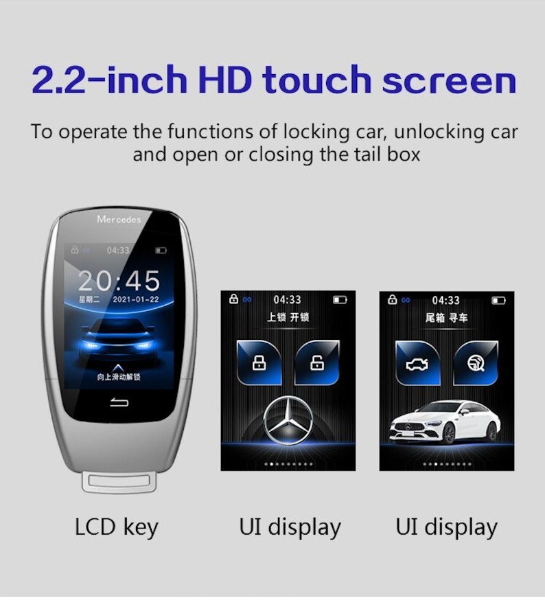 New Aftermarket LCD Universal Modified Smart Key Kit For All Keyless Entry Car Mercedes Benz Classic Style Silver Color | Emirates Keys