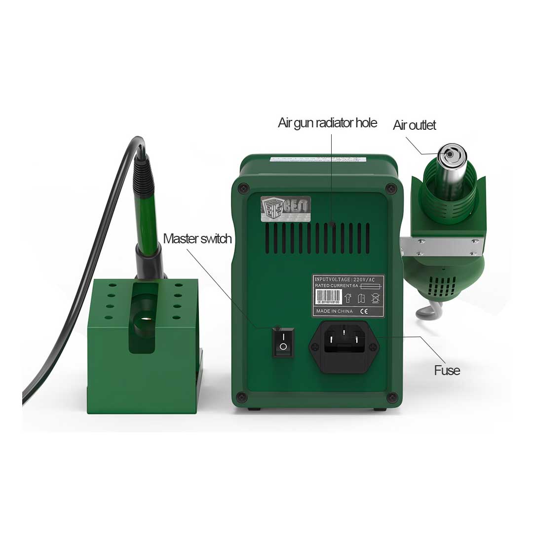 BST-898D 2 In 1 SMD Rework Station  Hot Air Gun Soldering Station Welding Solder Iron For IC SMD DE soldering Rework station 220v  | Emirates Keys