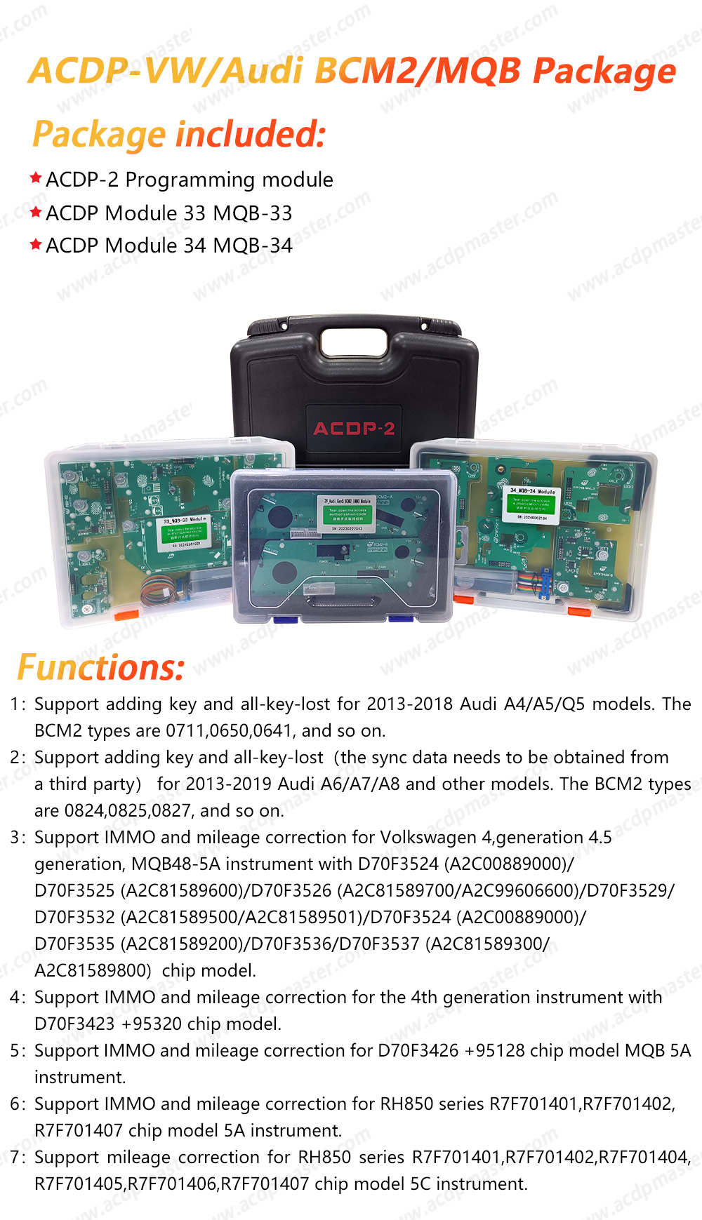 Yanhua ACDP2 VW / Audi BCM2 / MQB Package ( ACDP-2 Programming Module + Module29 +Module33+Module34 )  | Emirates Keys